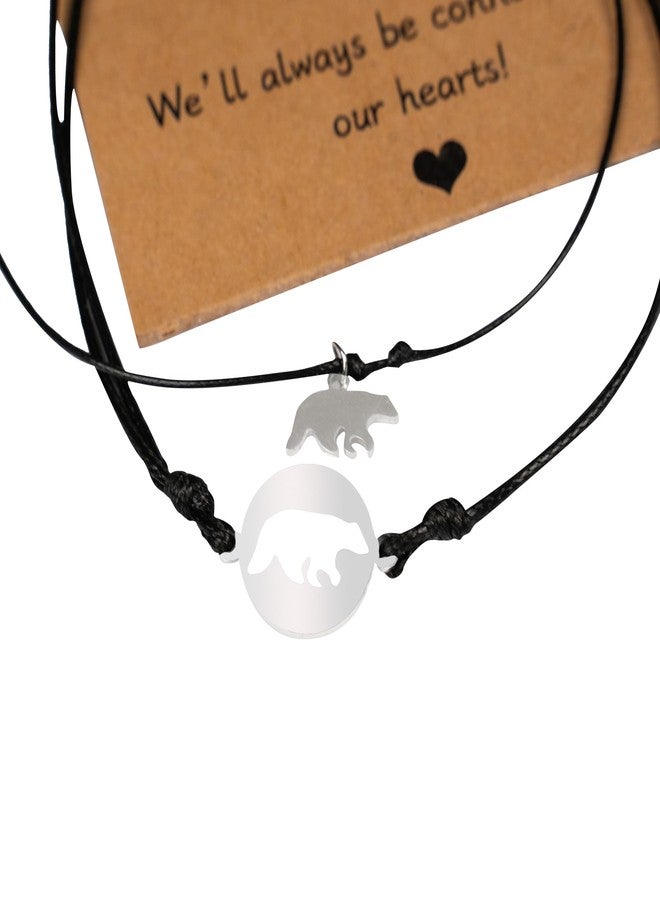 rogeramz Mother Daughter Bracelets, Mothers Day Gifts for Daughter and Mommy Strand Bracelets Symbolic Gifts Bear Bracelets with Adjustable Black String Matching Sets - Image 2